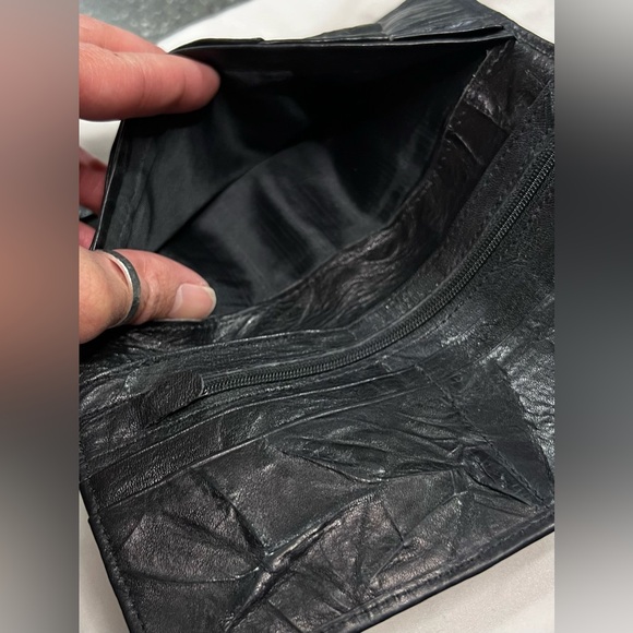 VINTAGE Yves Saint Laurent YSL Calf Leather Crinkle Bifold Wallet Antique Rare - Picture 9 of 15